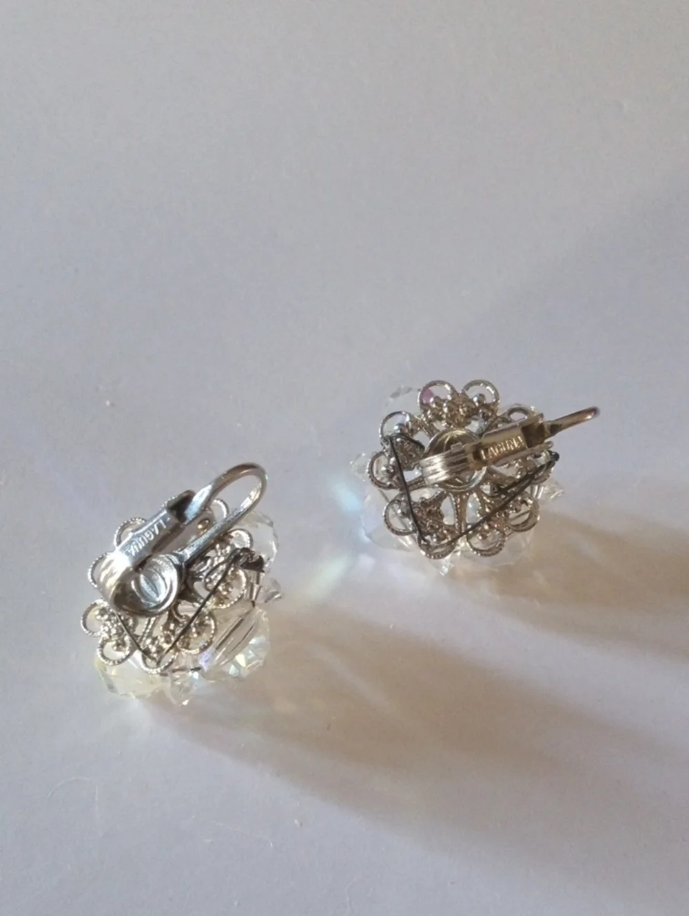 Vintage Crystal Bead Clip On Earrings - SIGNED Laguna - Picture 4 of 5